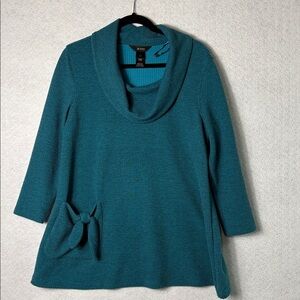 Ali Miles Teal Cowl Neck Sweater Size S